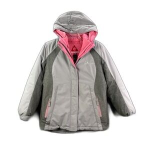 Gerry Ski Jacket Youth Large 14-16 Gray Hooded Full Zip Gorpcore Snowboard Surf